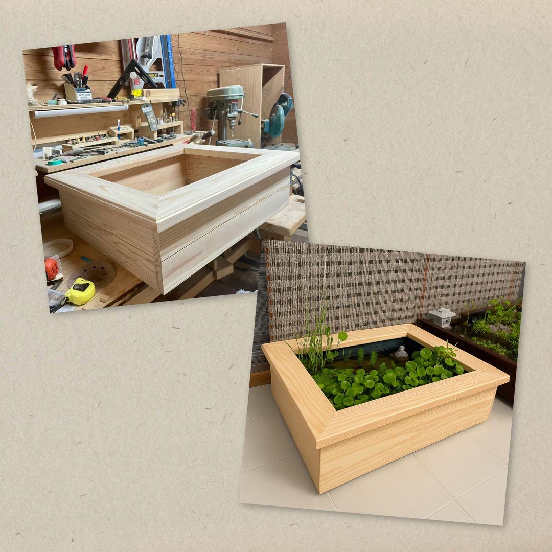 新作 トロ舟 ビオトープ 木枠 めだか飼育 カラー:ナチュラル