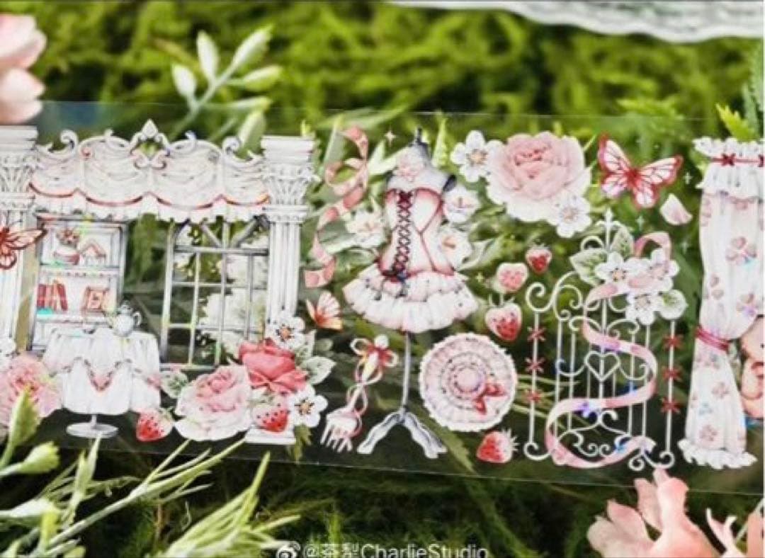 贝壳光 7cm×10m 白日甜梦　海外マスキングテープ　トルソー　窓　花