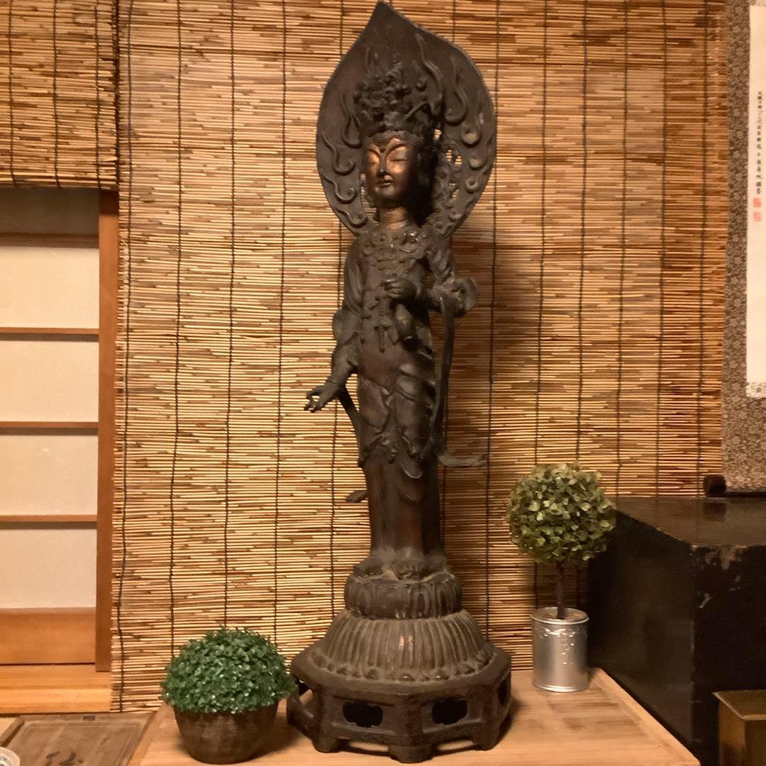 朝鮮・三国時代「百済・観世音菩像」高句麗・新羅・百済・天平・銅鉄・特大