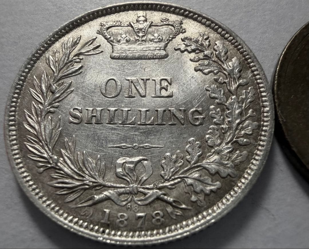 k*e様 1878年 英国ヤングヴィクトリア女王 シリング銀貨　ハイグレード