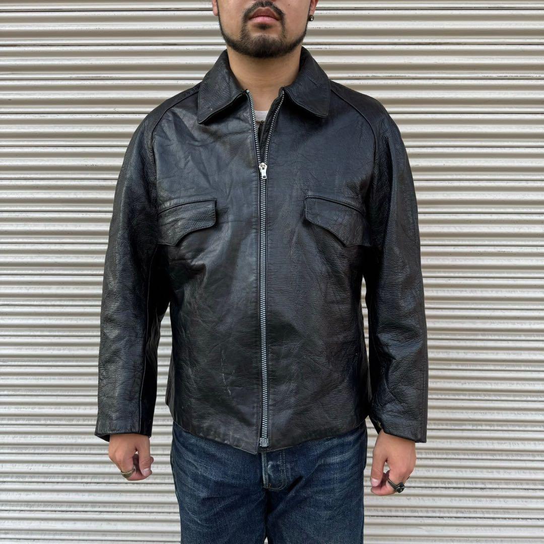 40s 50s イタリア軍 実物 モーターサイクル ジャケット ライダース L