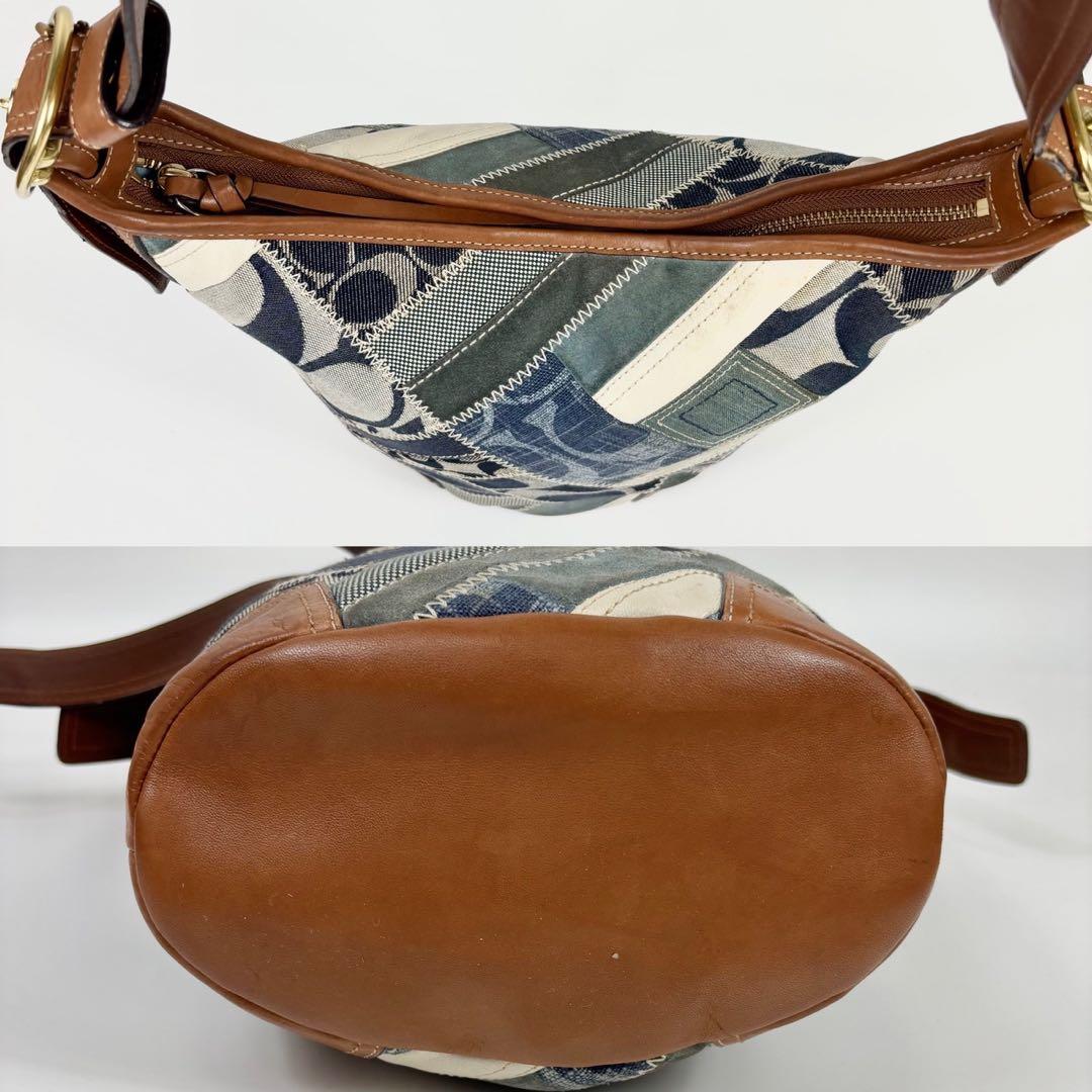 COACH コーチ ショルダーバッグ デニム ブルー パッチワーク バケツ型