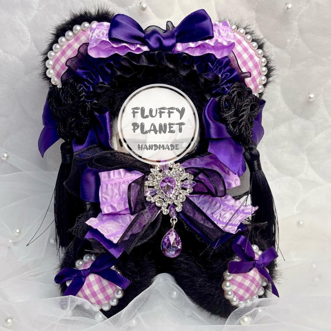 【莉子】10cm おすわり ぬい服 中華風クマ パープルブラック #45