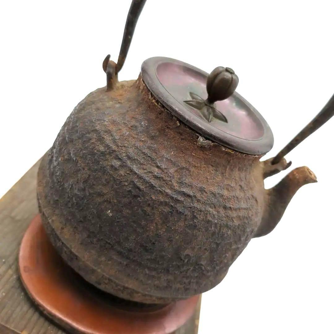 龍文堂造　安之介　造　鉄瓶　骨董品　時代物　名人　横在名　右読み　注ぎ口小