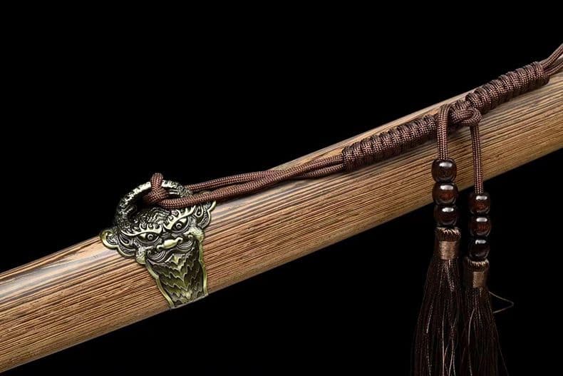 【青龍の苗刀】繍春刀 牛尾刀 苗刀 手鍛造打 冷兵器 古兵器 刀装具 両手刀