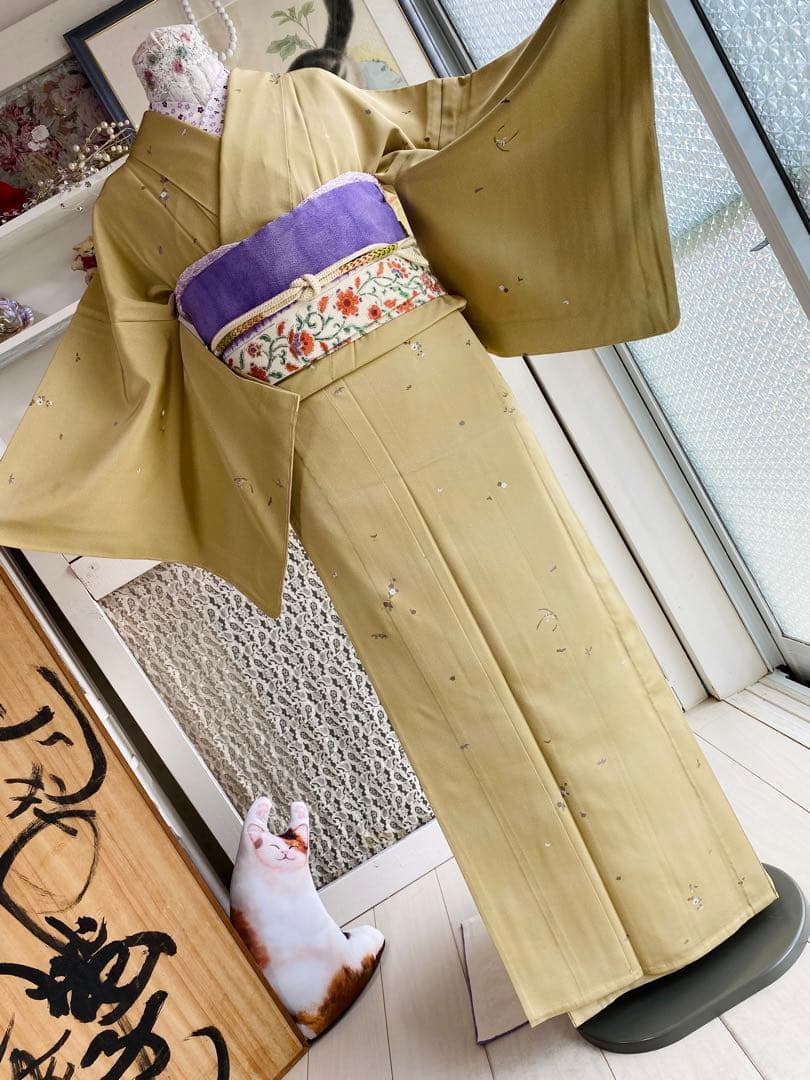 【さとよ様❤️単衣 正絹 江戸小紋に小花柄】