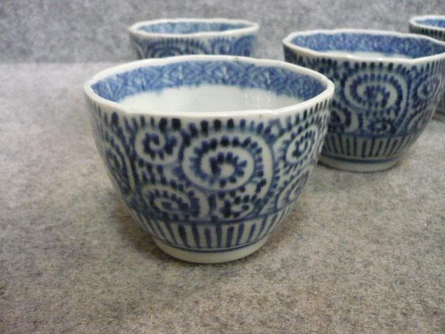 伊万里 染付 たこ唐草 猪口 5個 [B31482]