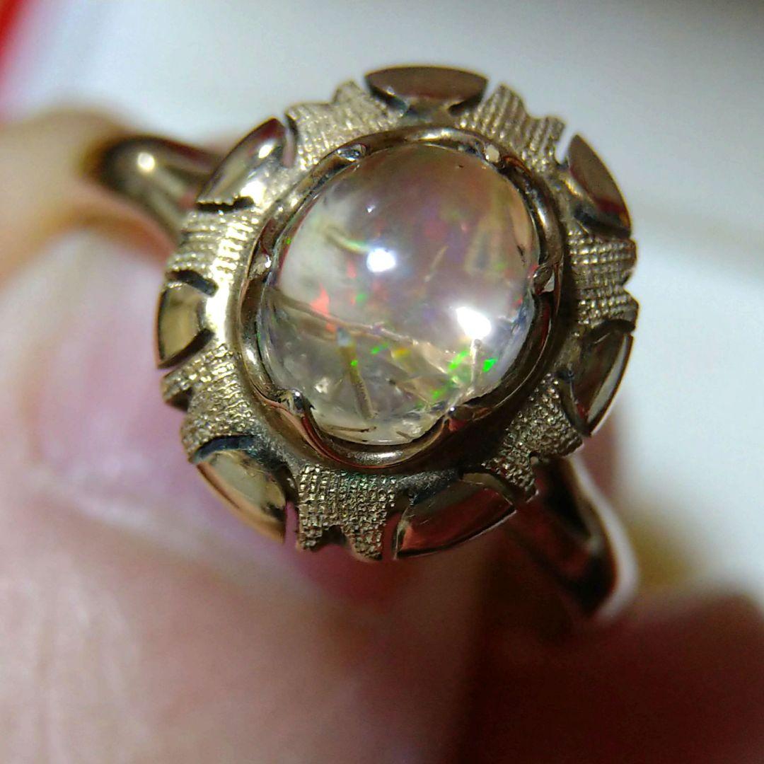 ゆ*う様 ヴィンテージリング　昭和レトロ　千本透かし　14K オパール？