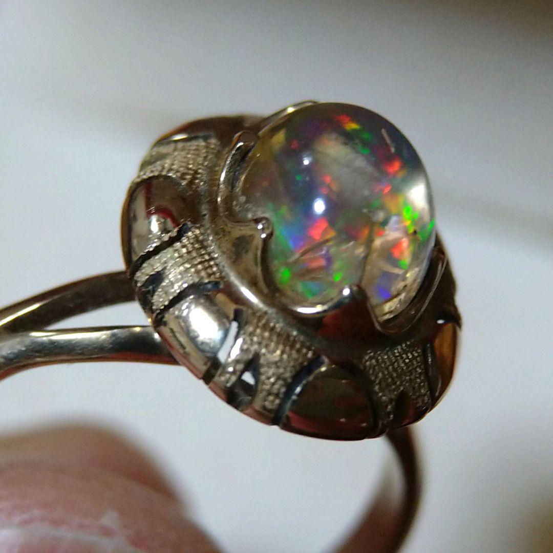 ゆ*う様 ヴィンテージリング　昭和レトロ　千本透かし　14K オパール？