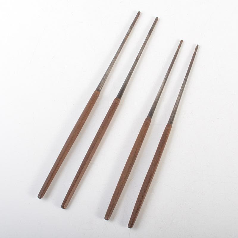 茶道具　桜木正義造　古鉄　桑柄火箸　二組　共箱　V　R7517