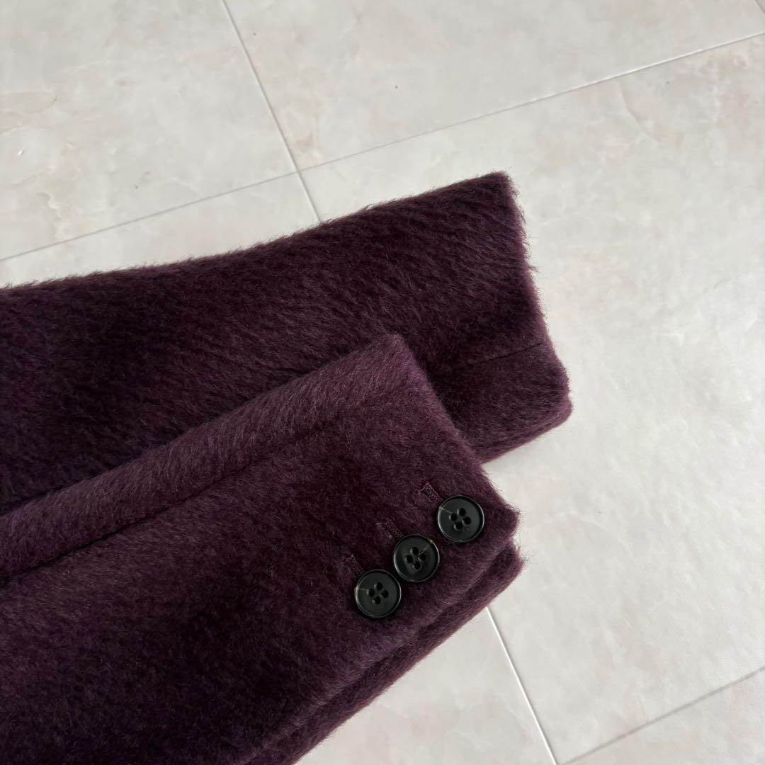 新品タグ付✨ルシェルブルー シャギーチェスターコート パープル 38 ウール