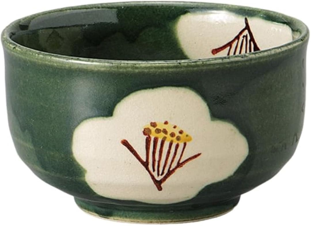 抹茶碗 12.5×H7.3cm 織部椿抹茶碗 茶道 茶道具 抹茶茶碗 日本製