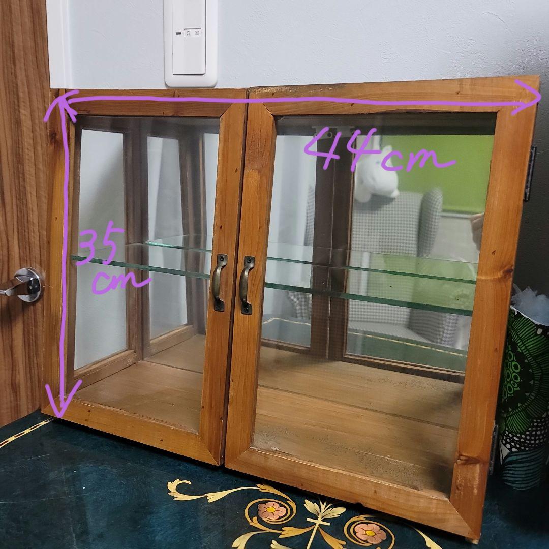 アンティーク 木製ガラス扉キャビネット ガラスショーケース コレクションケース