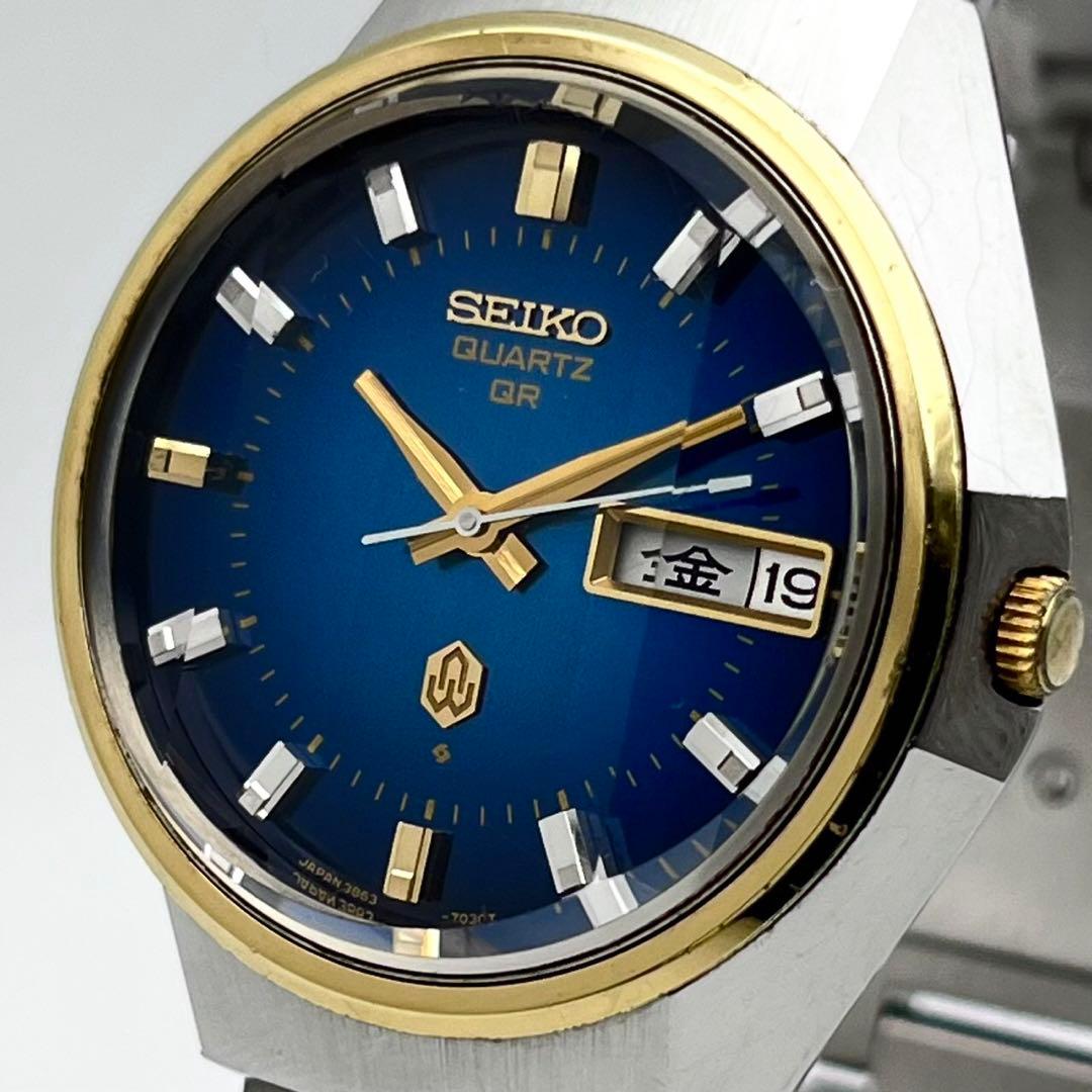 【稼働品】SEIKO カットガラス　クォーツ 腕時計 コンビ 3863-7020