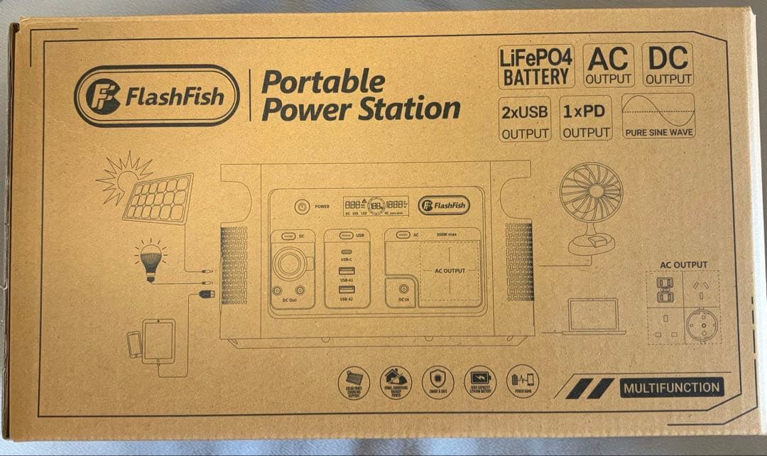 FlashFish ポータブル電源 179.2Wh/300W リン酸鉄リチウム