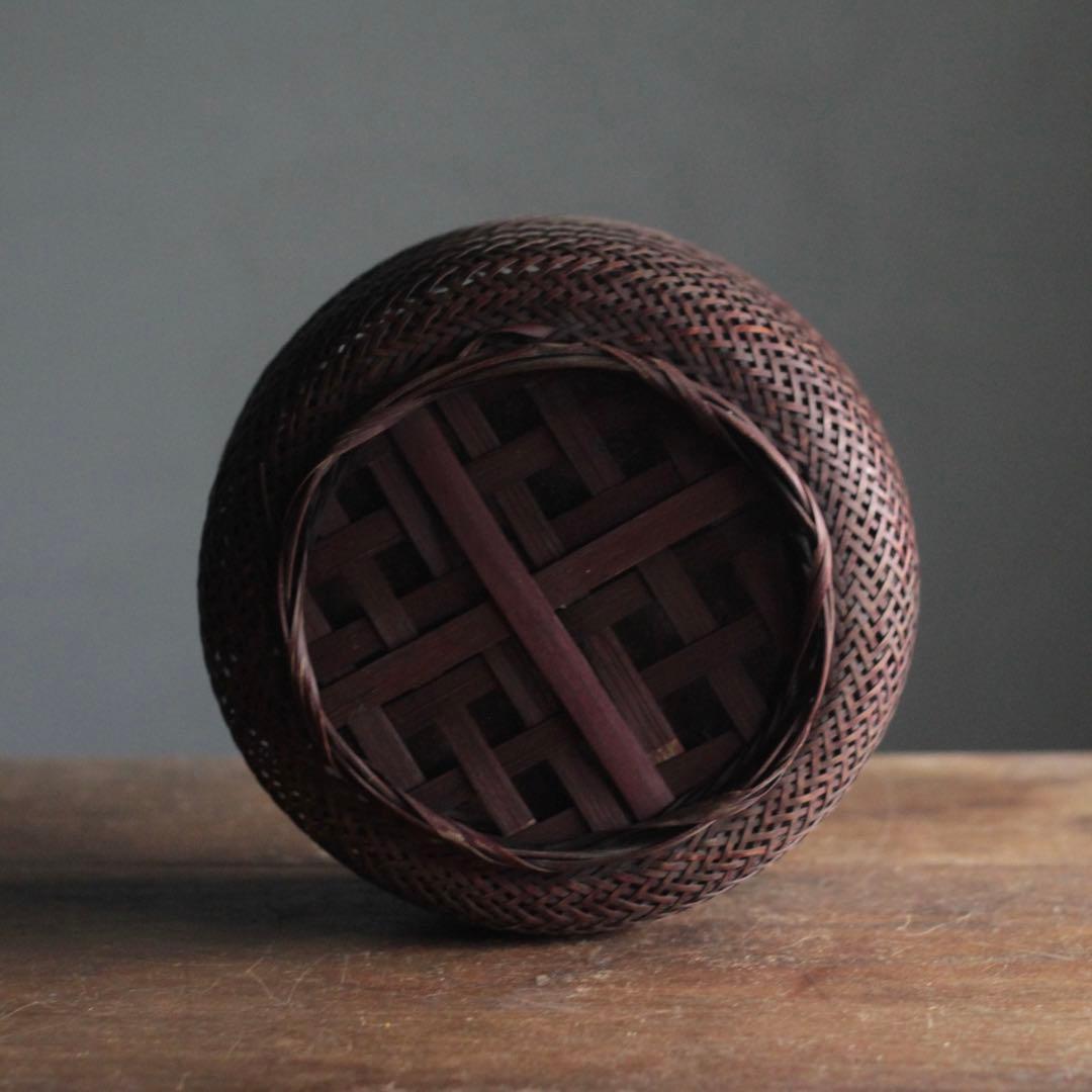 気品ある 竹編み 炭籠 古道具 アンティーク 花器 オブジェ