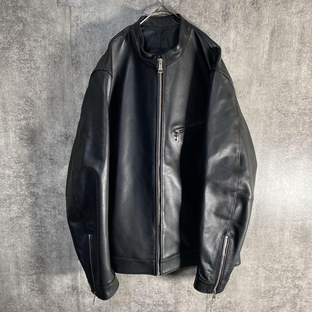 上質ラムレザー　圧倒的存在感 シングルライダース 3XL ゆるダボ 極上レザー