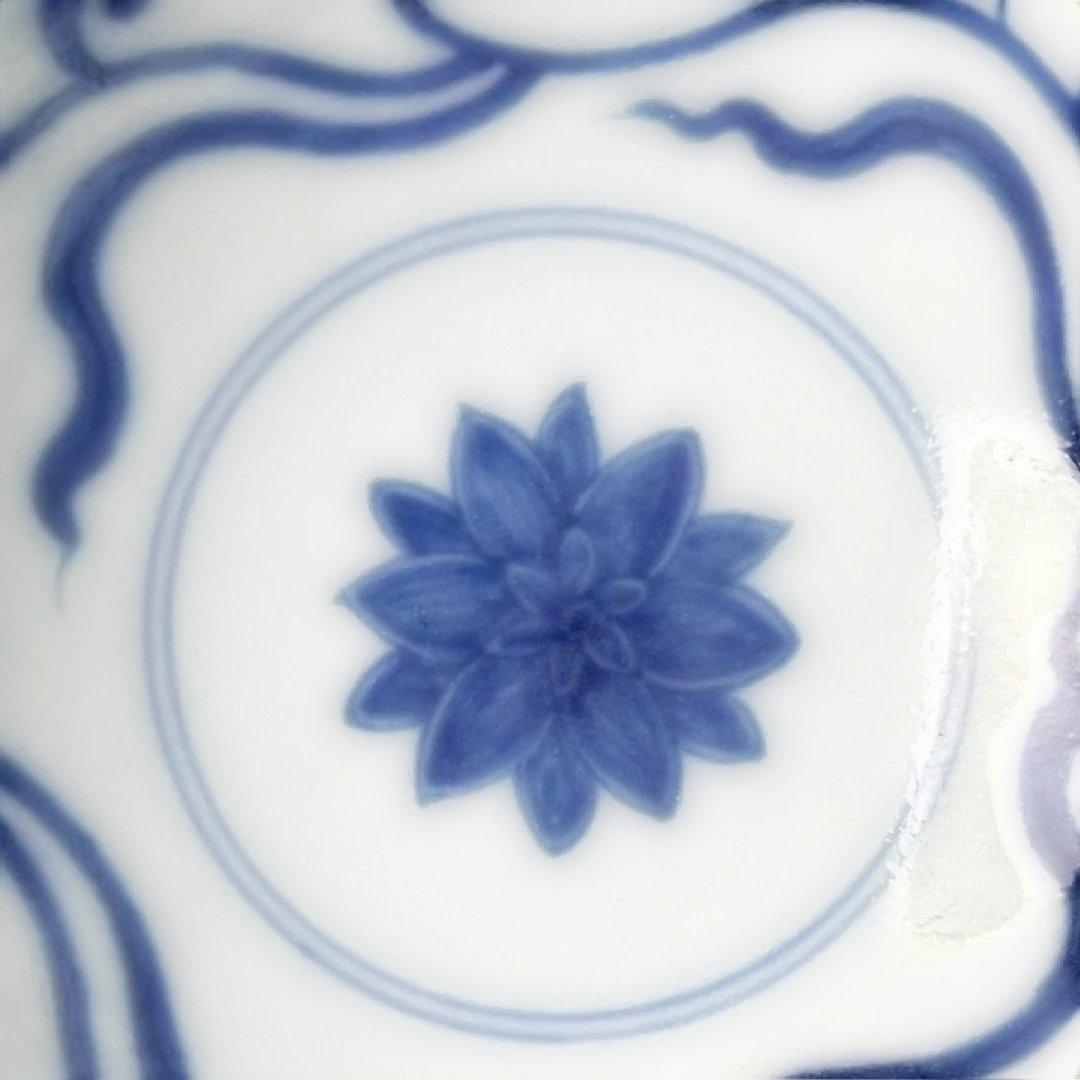 唐物 青花花紋碗 大明成化年製 款 中国美術 古玩 SH93