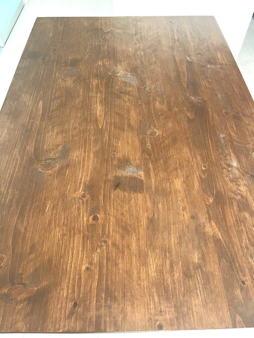 限定値下げ　無垢ひのき材インダストリアルアイアン脚テーブルアンティーク仕上げ