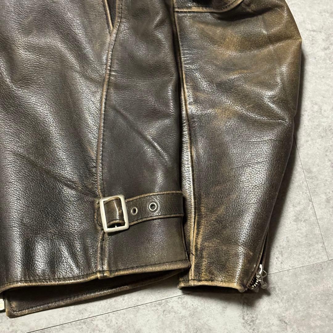 【エイジング】シングルライダース　M レザージャケット　ブルゾン　【36】