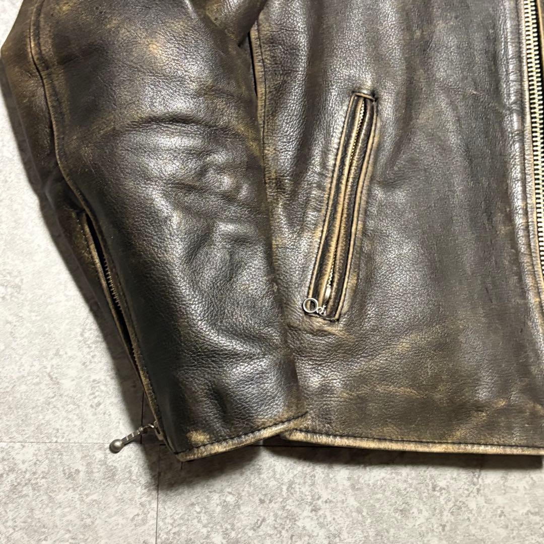 【エイジング】シングルライダース　M レザージャケット　ブルゾン　【36】