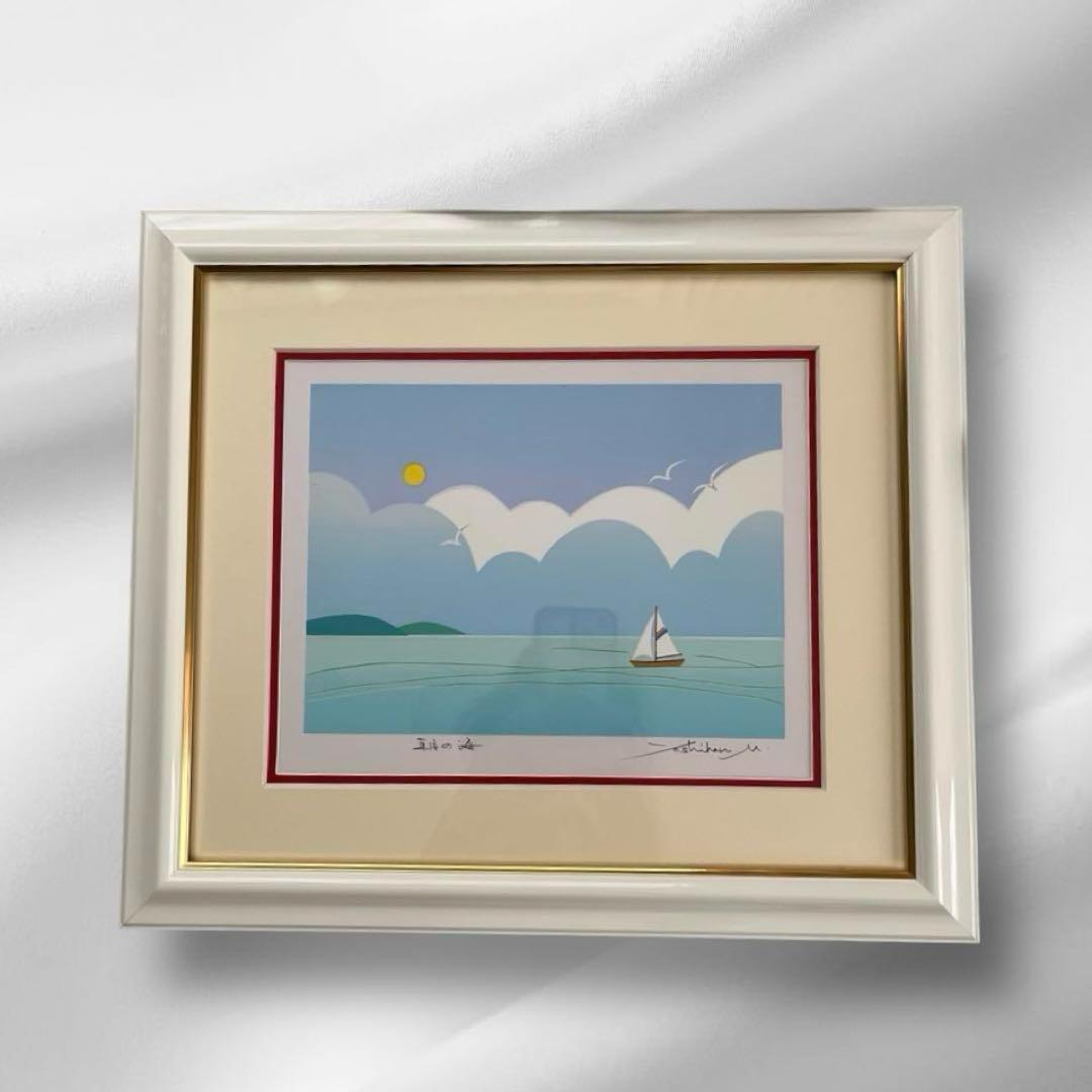 大特価「Yoshiharu M.」朝の海 シルクスクリーン 額装 ☆ 直筆サイン