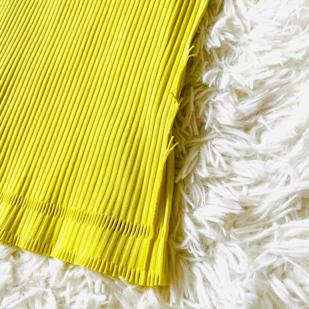 【希少✨】プリーツプリーズ　タンクトップ　ハイネック　フリンジ　黄色　3