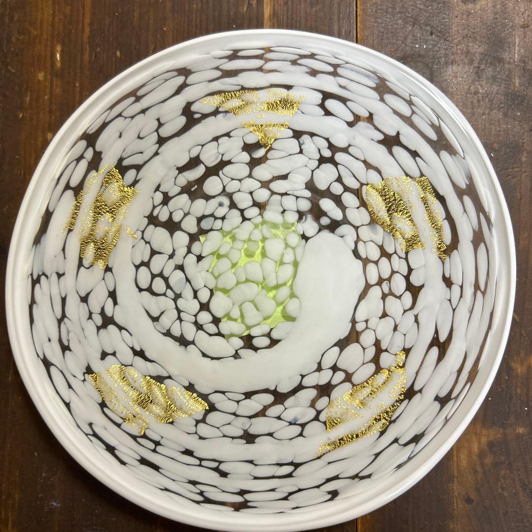 ガラス作家　石井康治　カップ＆ソーサー　金彩　工芸品　成川美術館展示品　手吹