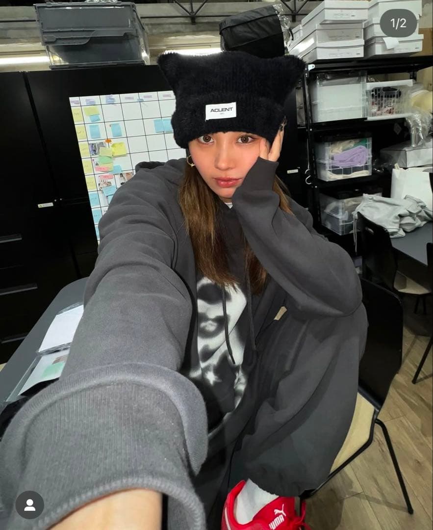 aclent イヤーフラップニットキャップ　猫耳　ニット帽