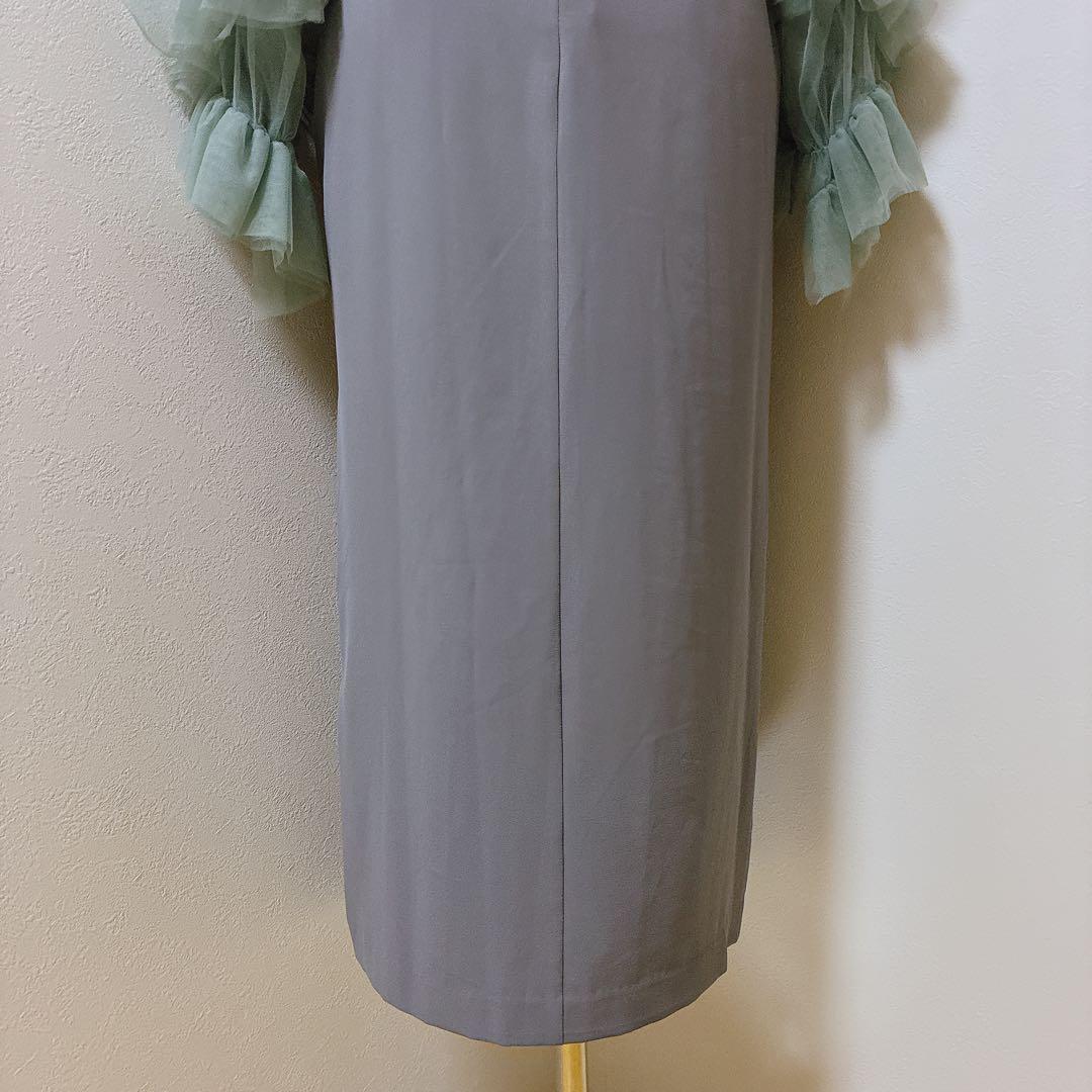 アンドレスド　グレー×グリーン　detached sleeve dress