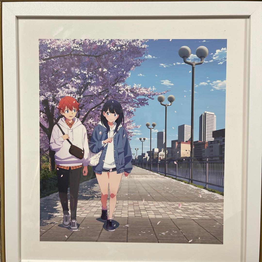 アニメキャラクター 桜の下のアートプリント 縦44センチ　横41センチ