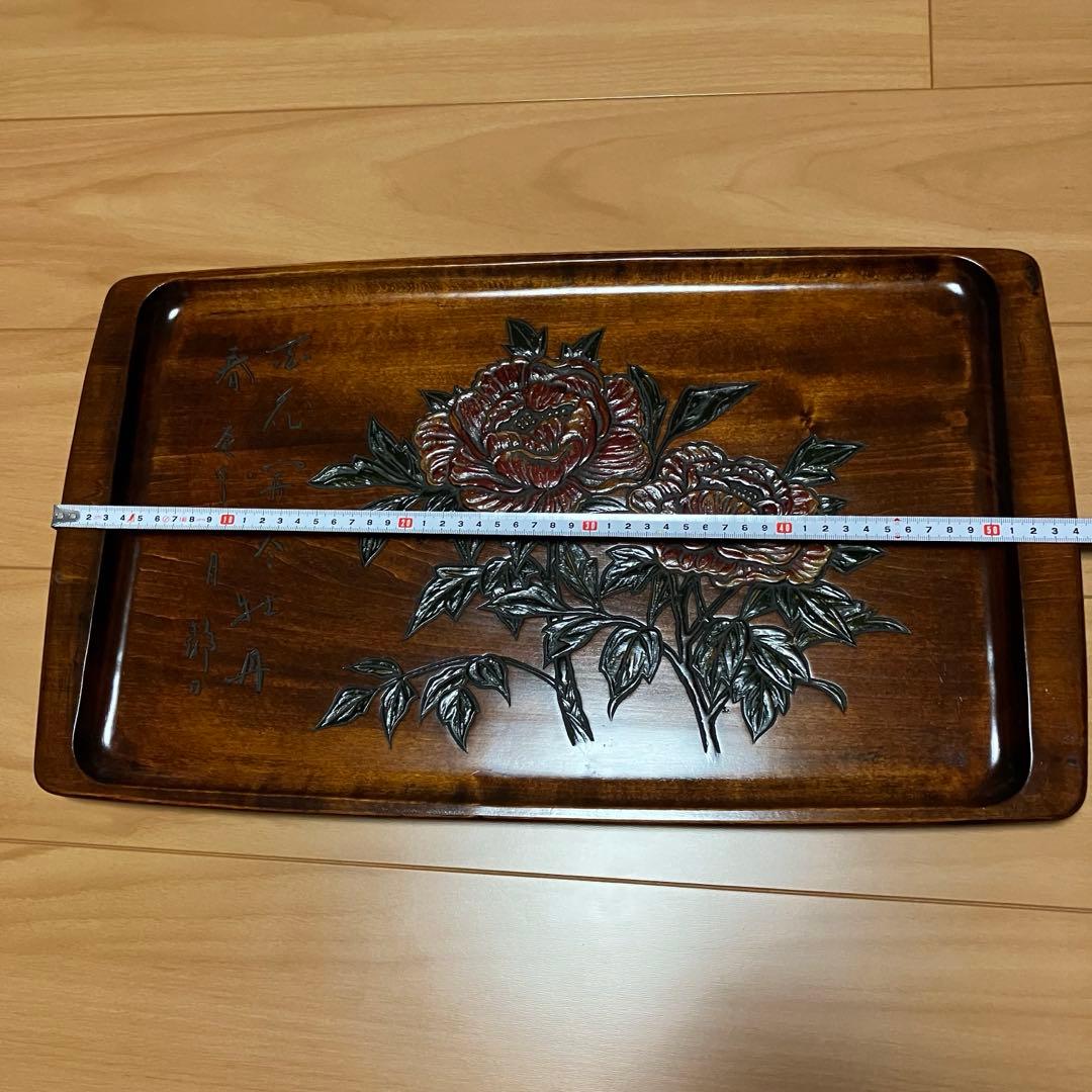 烏城彫　盆　花柄