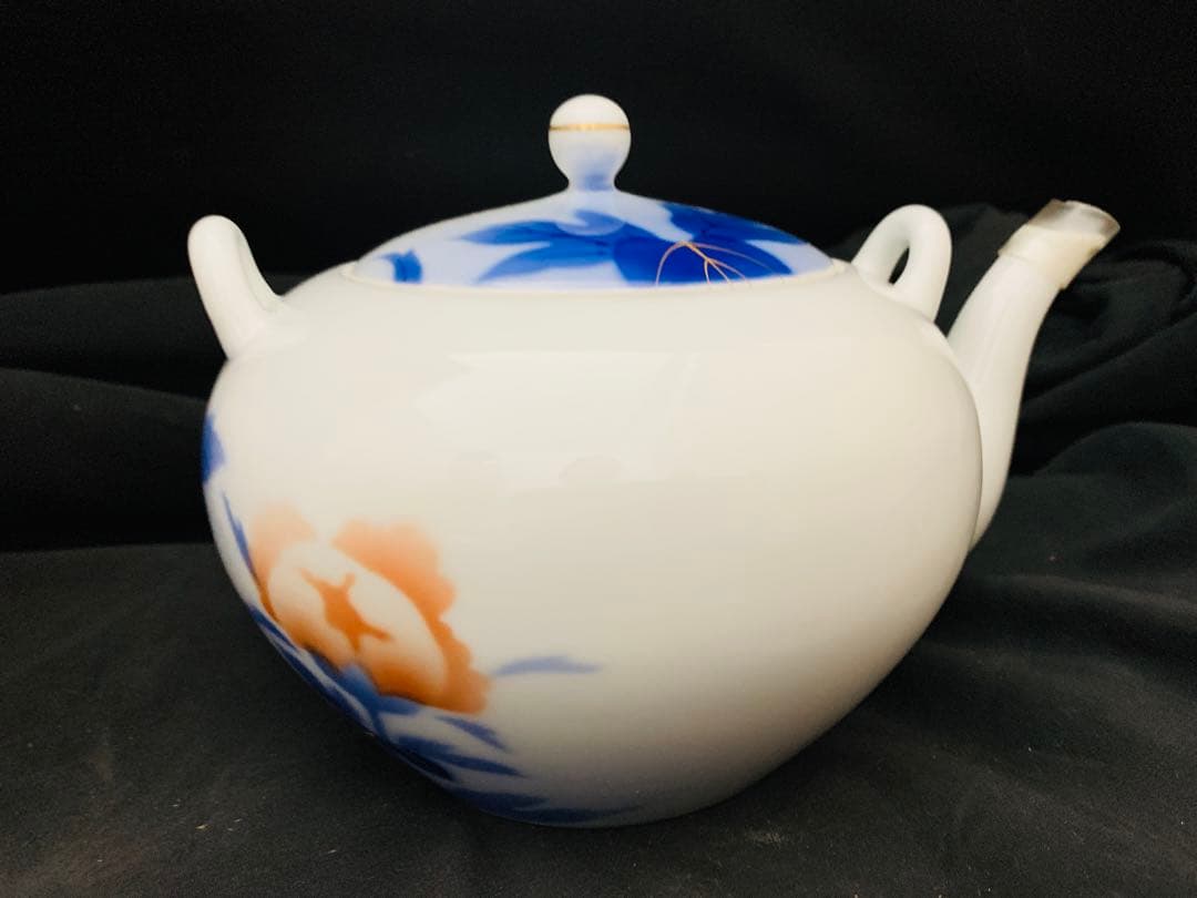 深川製　茶器揃　有田焼　急須　蓋付湯呑み5客　共箱付き