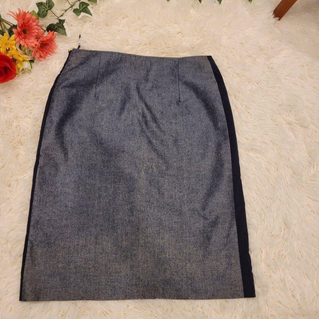 CHANEL　サイド　ライン　ネイビー　お洒落　スカート　ミディ丈　上品