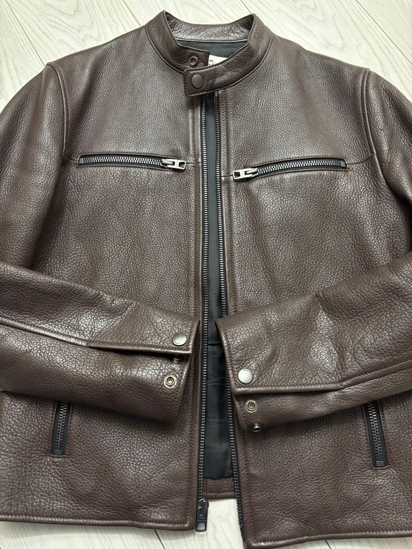 COACH レザージャケットS　コーチブラウン シングルライダースジャケット