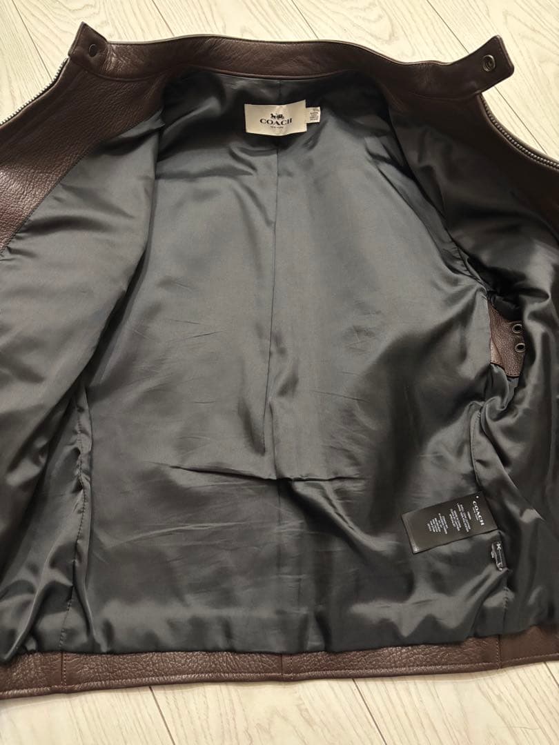 COACH レザージャケットS　コーチブラウン シングルライダースジャケット