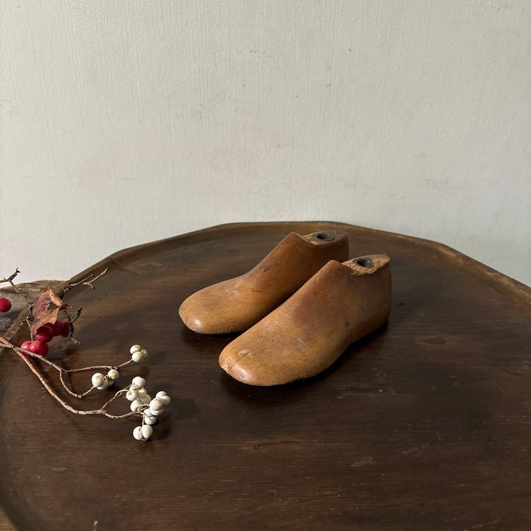 アンティーク 子供靴木型　フランス　木靴　不揃い古道具　骨董　ガーデニング　李朝