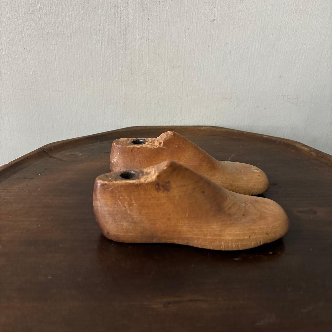 アンティーク 子供靴木型　フランス　木靴　不揃い古道具　骨董　ガーデニング　李朝