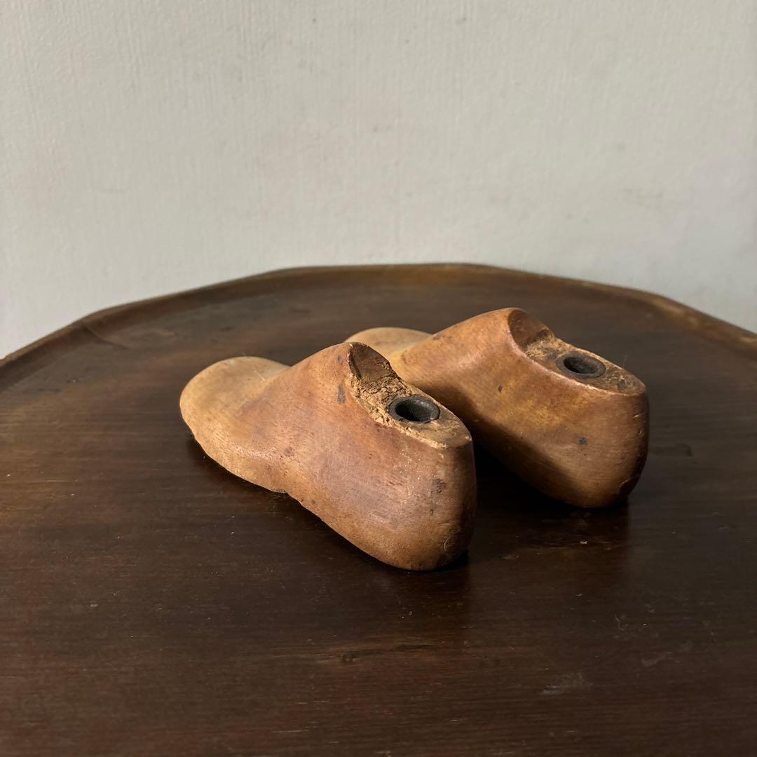 アンティーク 子供靴木型　フランス　木靴　不揃い古道具　骨董　ガーデニング　李朝