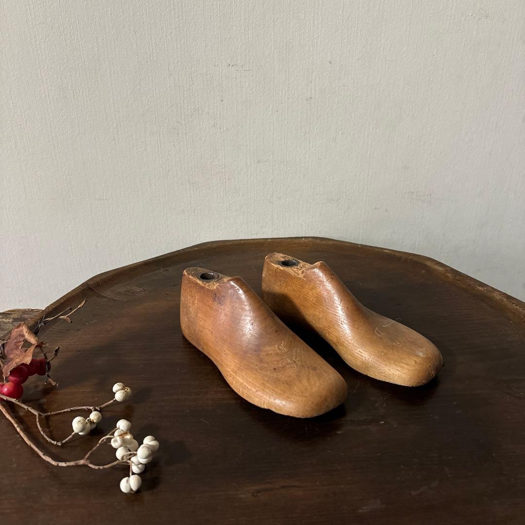 アンティーク 子供靴木型　フランス　木靴　不揃い古道具　骨董　ガーデニング　李朝