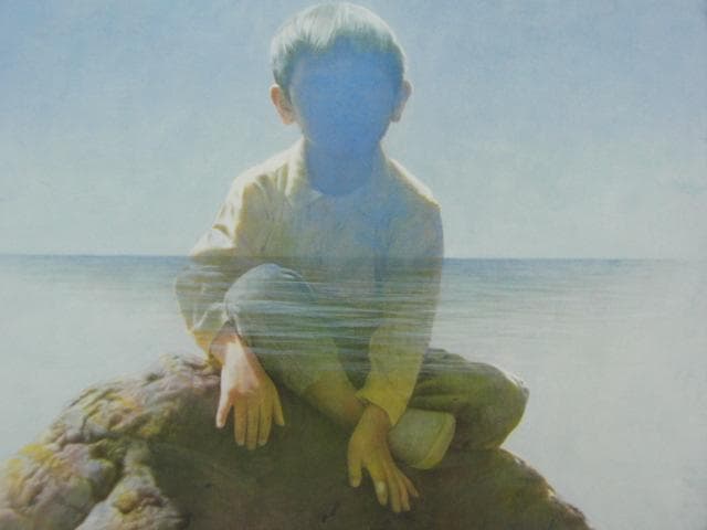 井上司、【遠い海】、希少な画集画、新品高級額・額装付