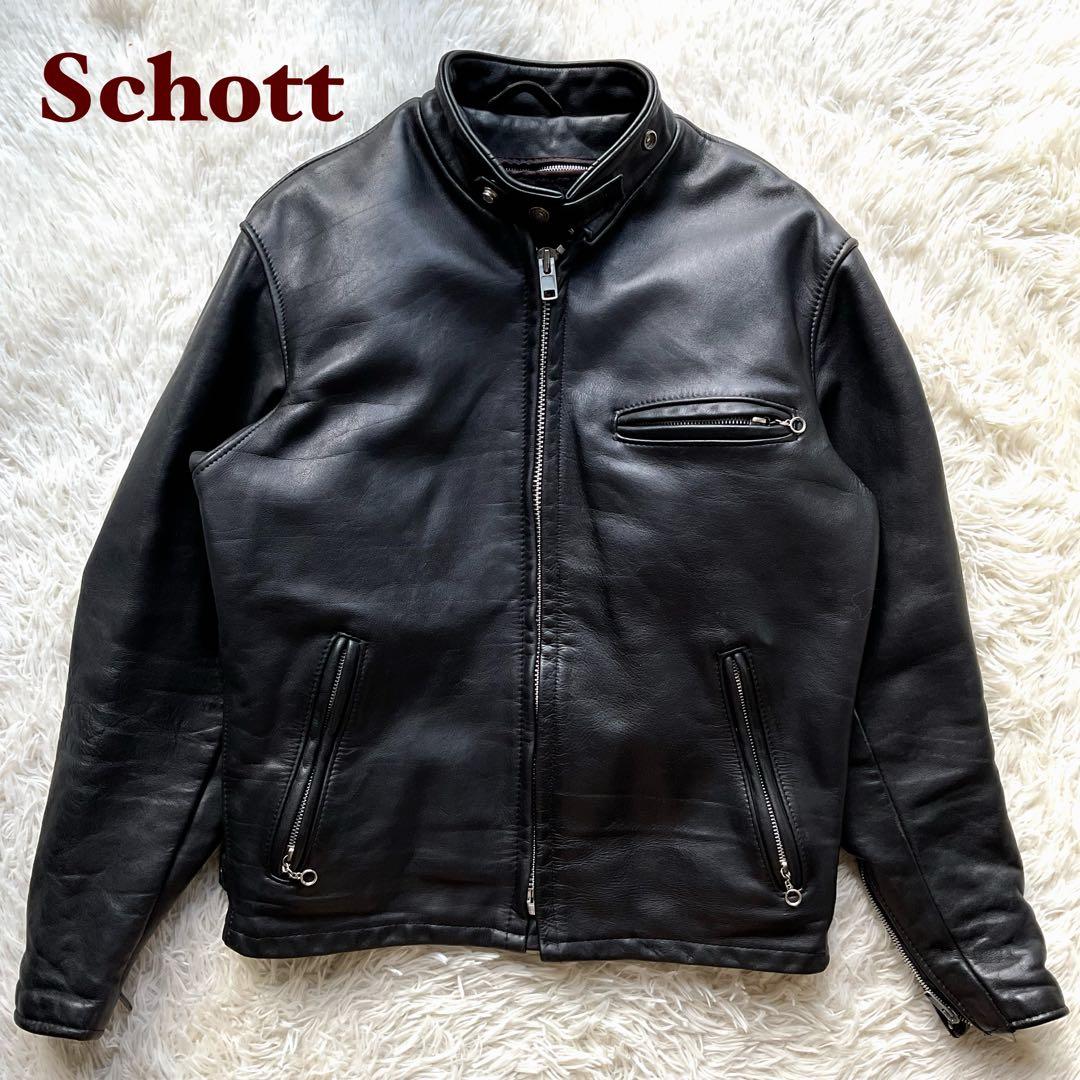 人気✨schott 641 レザージャケット　シングルライダース　38 ブラック