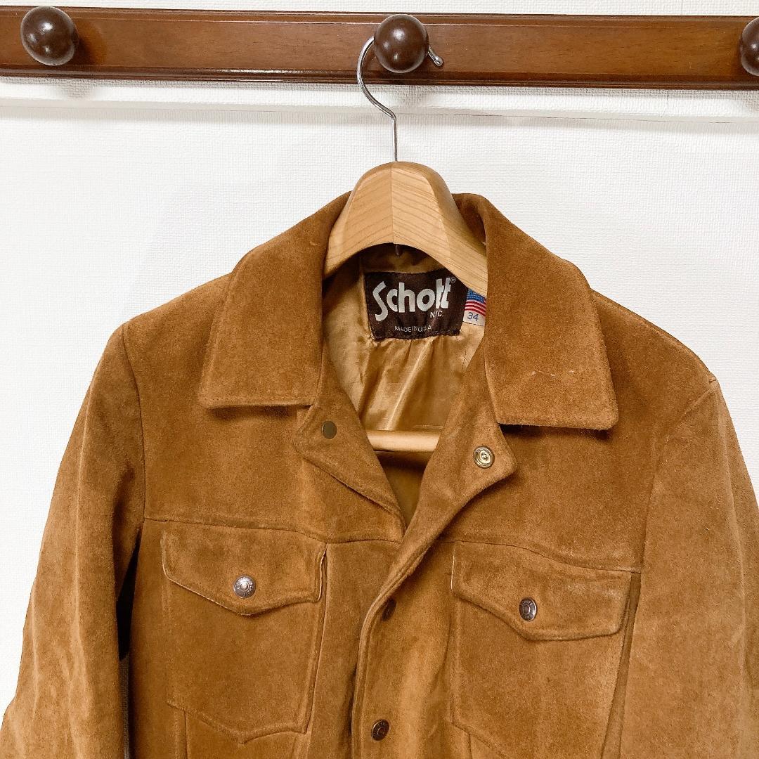 Schott スウェード トラッカージャケット レザージャケット ブラウン 34