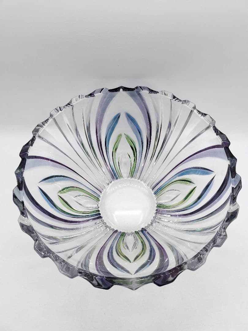 c681 平水指 ガラス 彩風紋 一文字塗蓋付 茶道具 古物