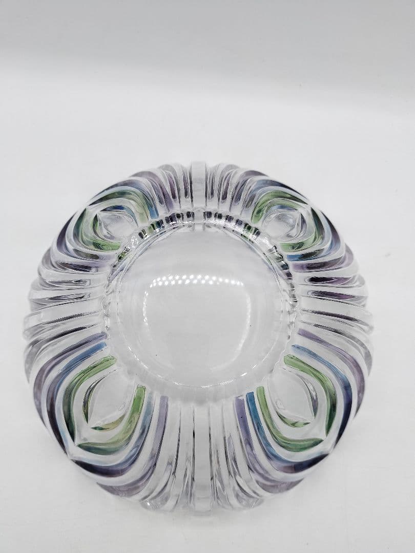 c681 平水指 ガラス 彩風紋 一文字塗蓋付 茶道具 古物