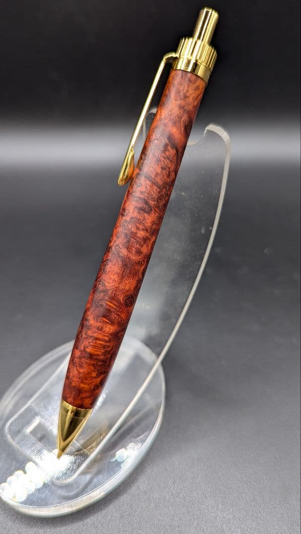 464ペン工房翌檜　極上　本花梨　瘤杢　木軸シャーペン　ボールペン