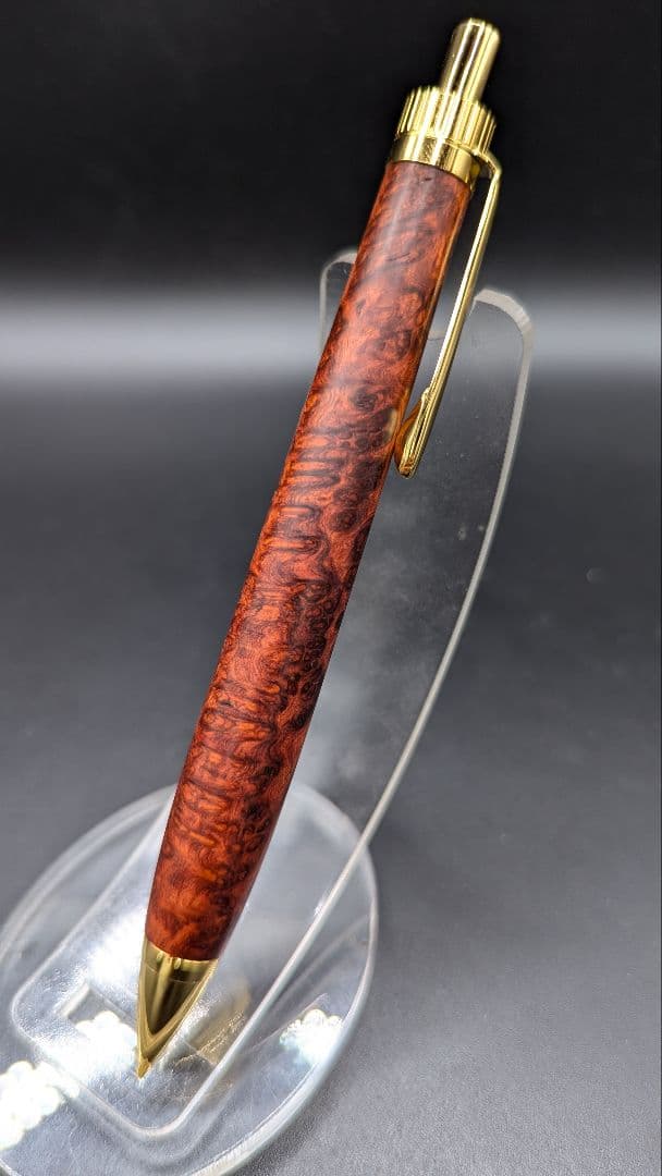 464ペン工房翌檜　極上　本花梨　瘤杢　木軸シャーペン　ボールペン