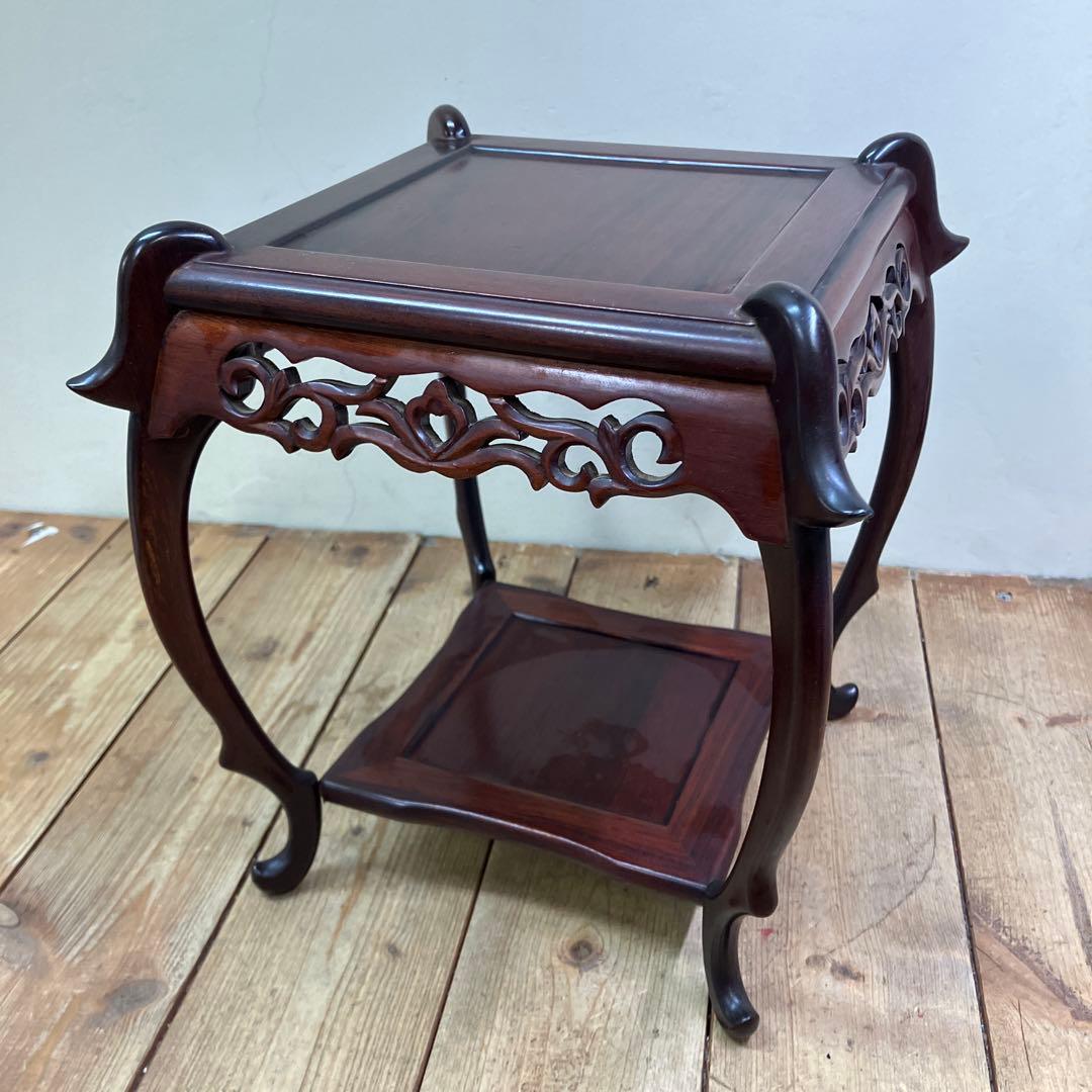 B-1 香炉台 木製 アジアンスタイル 中国美術 唐木 飾り台 骨董 盆栽台