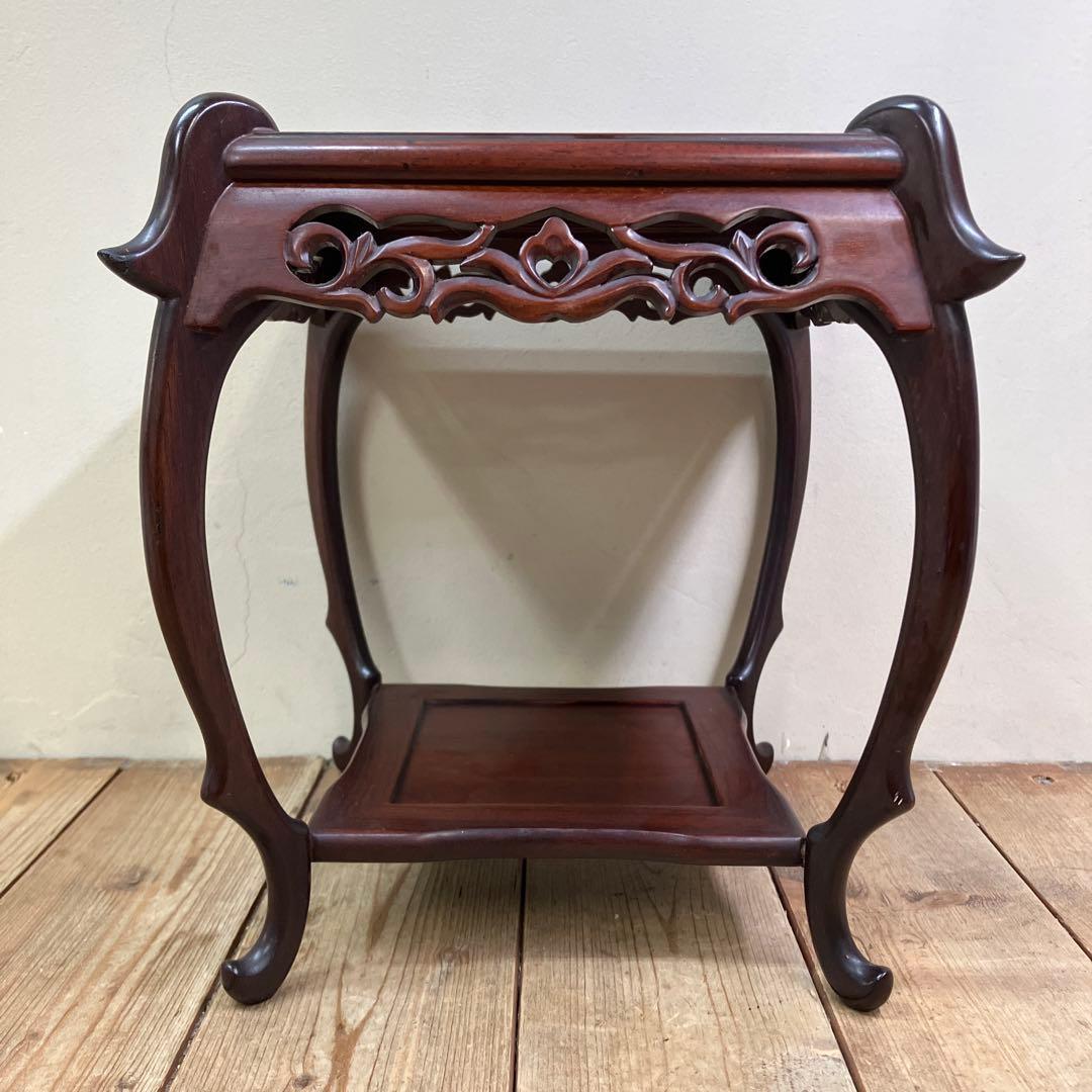 B-1 香炉台 木製 アジアンスタイル 中国美術 唐木 飾り台 骨董 盆栽台