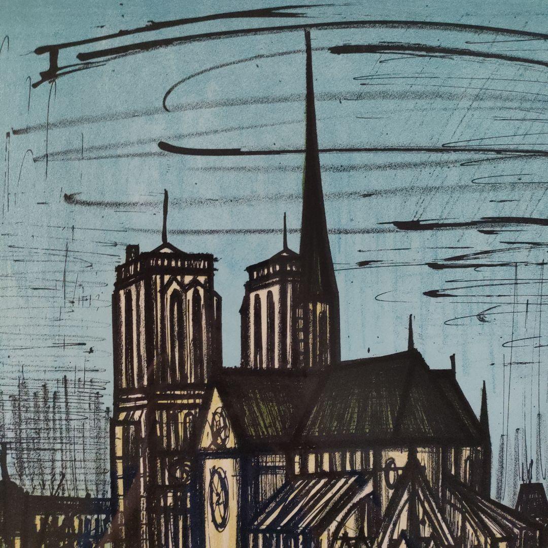 ベルナールビュッフェ　リトグラフ『レベッシュ公園』1968年製作、ウコン布＆共箱